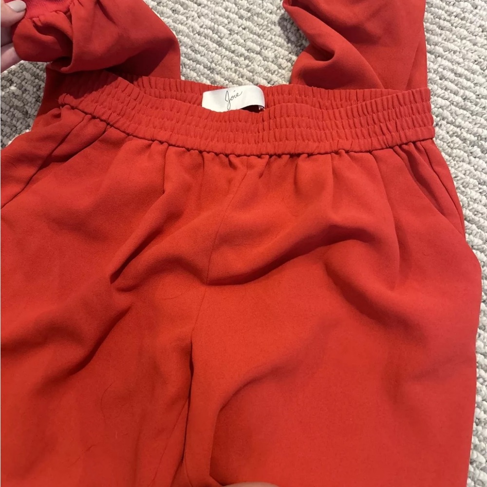 JOIE Red Womens Sz XS Pull On Elastic Waist Ribbed Hem Jogger